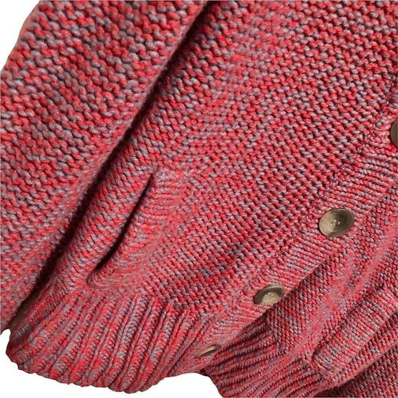 American Eagle Cowl Neck Button Down Cardigan Sweater Red Blue Wool Women’s M - Picture 4 of 7